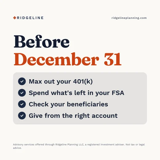 Tuesday post, a checklist for before December 31